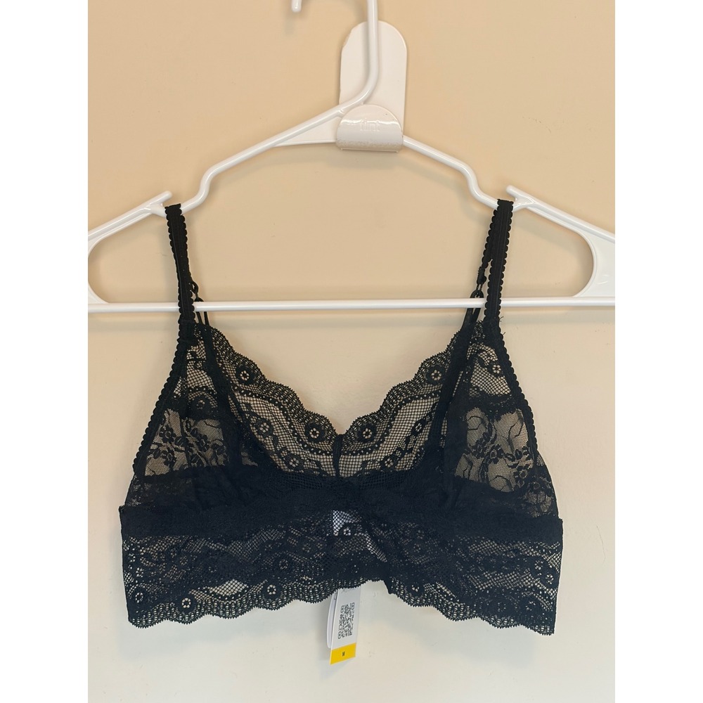 b.tempt'd Wacoal Black Floral Sheer Lace Bralette Medium NWT NEW